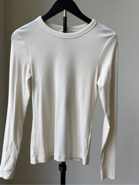 H&M Cream Long-Sleeve Crew Neck Top
